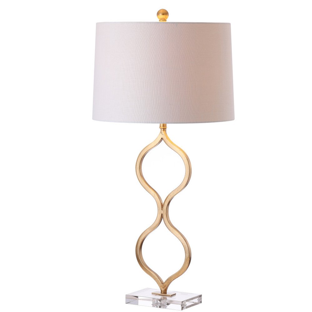 32" Clear Novelty Table Lamp With Drum Shade. Table lamp isolated on a plain white background.