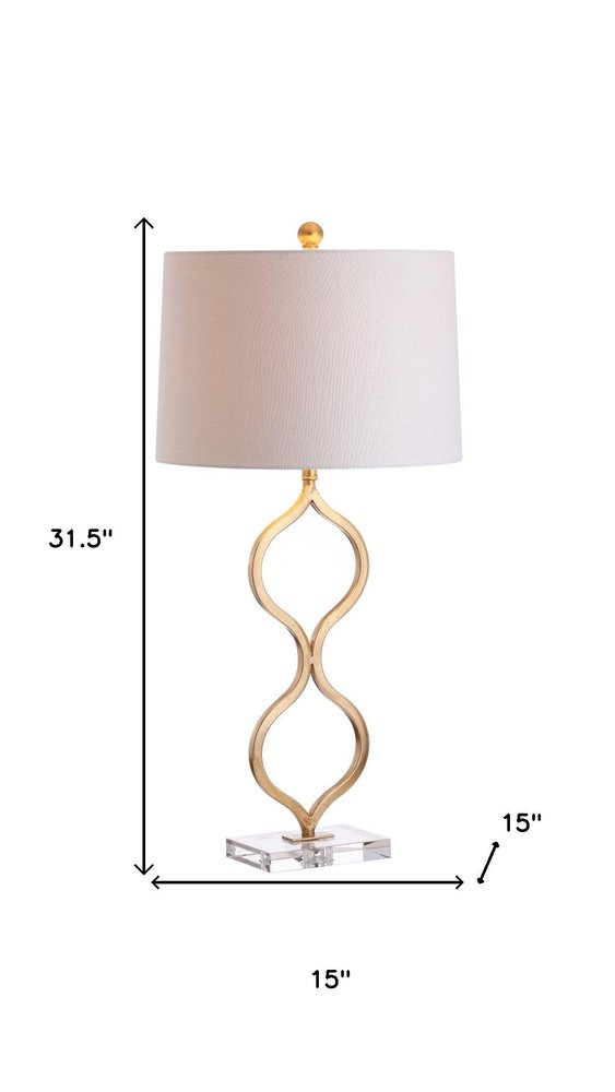 32" Clear Novelty Table Lamp With Drum Shade. Table lamp isolated on a plain white background, showing its clear color.