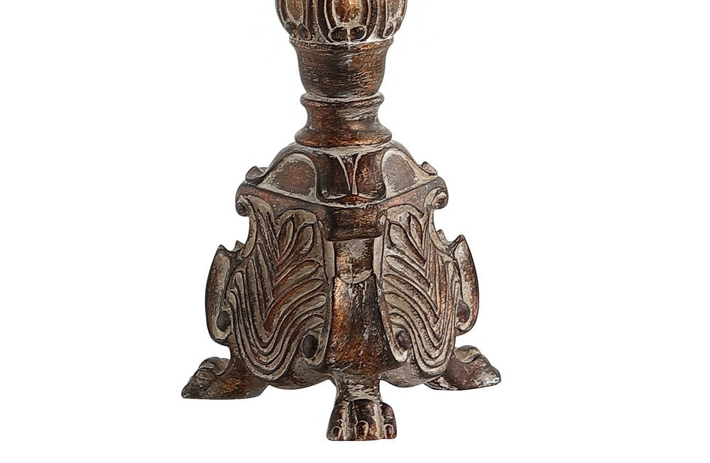 34" Brown Novelty Table Lamp With Drum Shade. Table lamp isolated on a plain white background, in a brown finish.