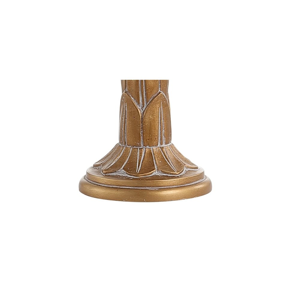 29" Antiqued Gold Table Lamp With Drum Shade. Table lamp isolated on a plain white background, showing its gold color.