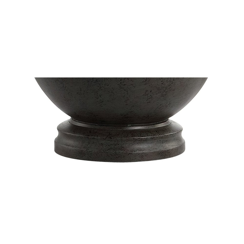 26" Dark Gray Novelty Table Lamp With Drum Shade. Table lamp isolated on a plain white background, in a charcoal finish.