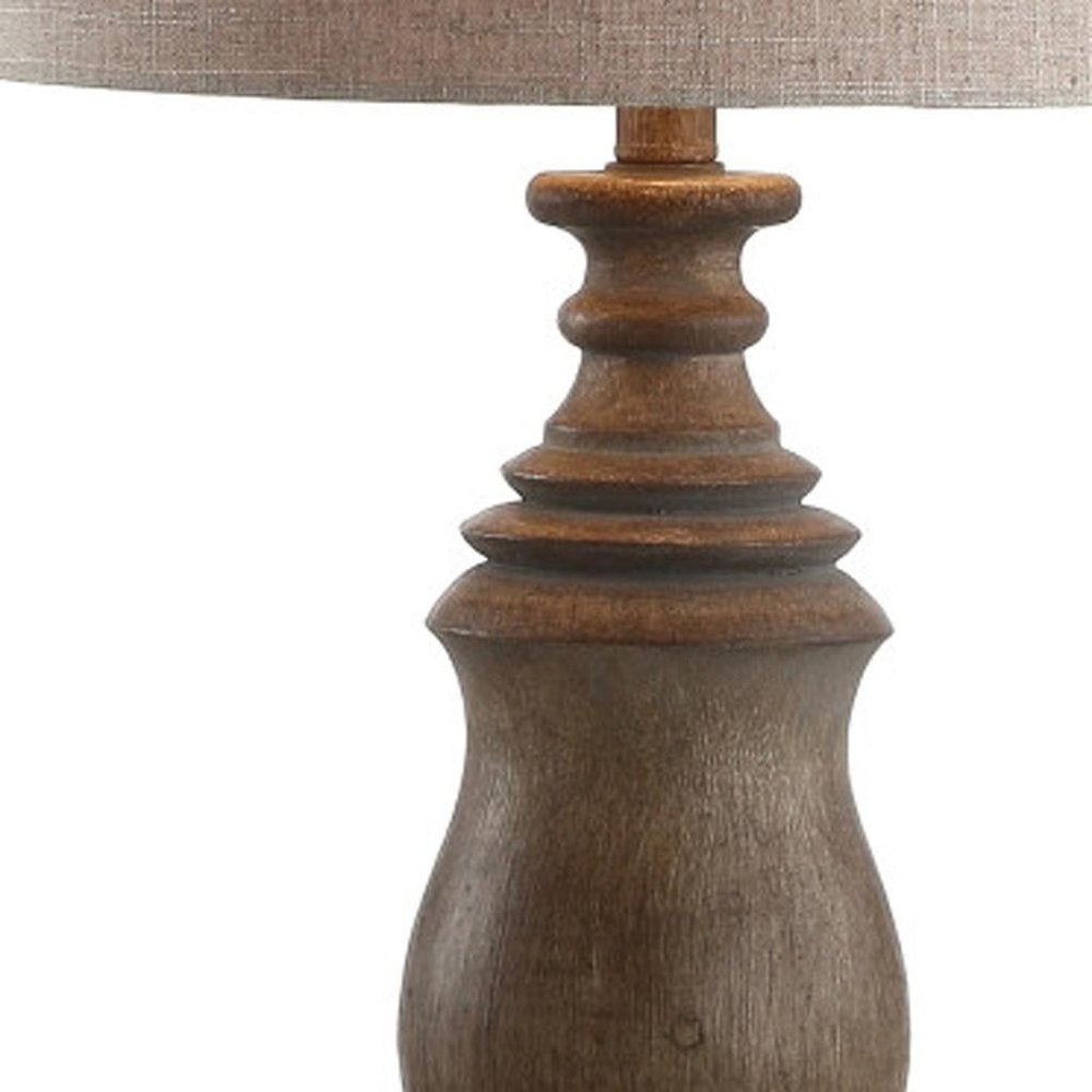 29" Brown Novelty Table Lamp With Globe Shade. Table lamp isolated on a plain white background, in a brown finish.
