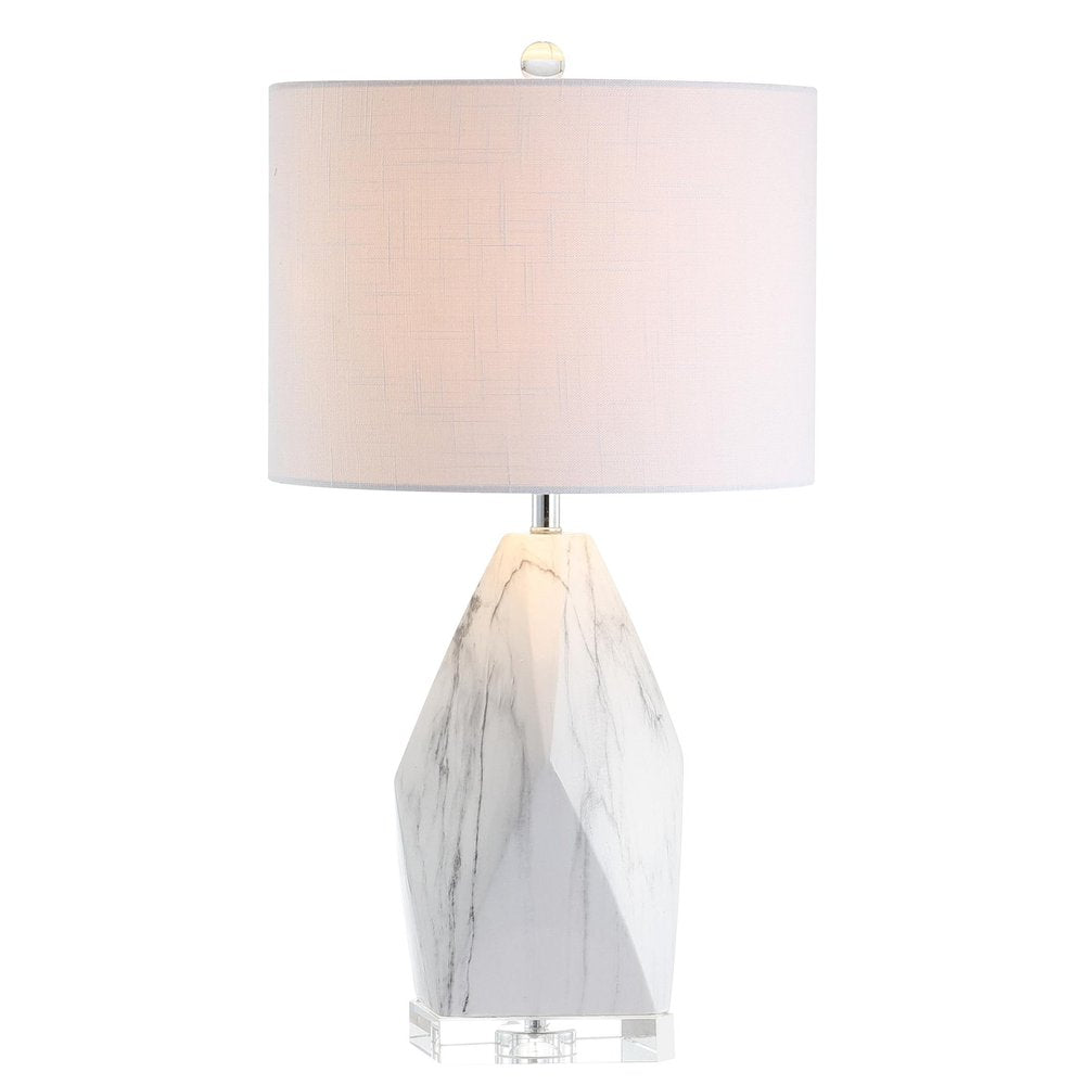 26" Clear Novelty Table Lamp With Drum Shade. Table lamp isolated on a plain white background, in a clear finish.