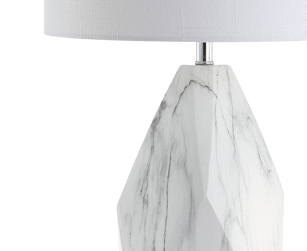 26" Clear Novelty Table Lamp With Drum Shade. Table lamp isolated on a plain white background, showing its clear color.