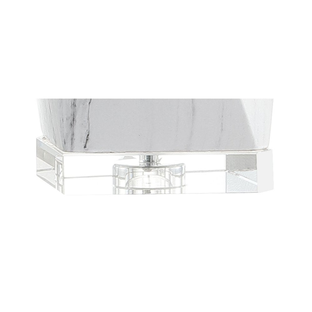 26" Clear Novelty Table Lamp With Drum Shade. Table lamp isolated on a plain white background, finished in clear.