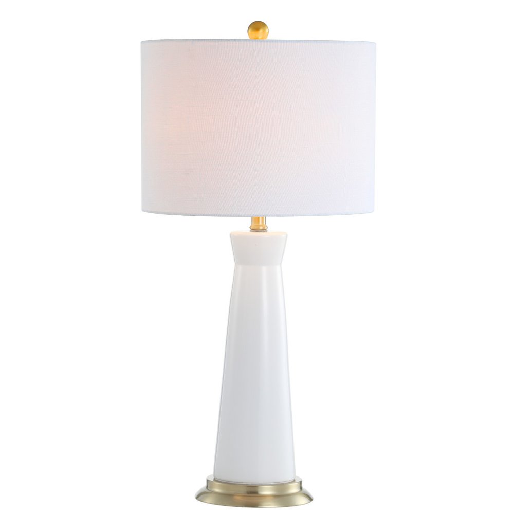 29" Gold Novelty Table Lamp With Globe Shade. Table lamp isolated on a plain white background, finished in gold.