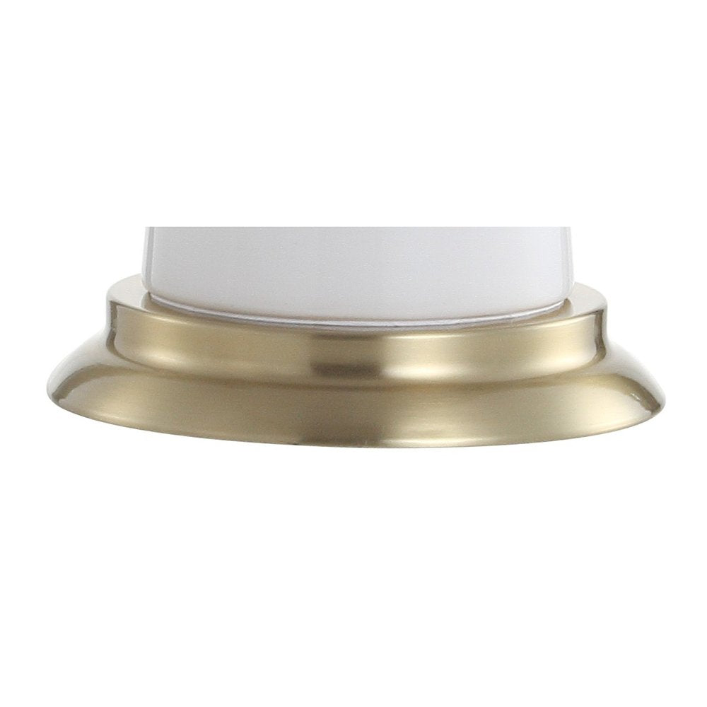 29" Gold Novelty Table Lamp With Globe Shade. Table lamp isolated on a plain white background, in a gold finish.