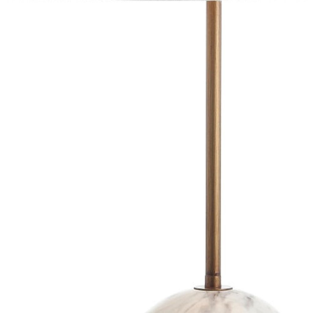 29" White Globe Table Lamp With Globe Shade. Table lamp isolated on a plain white background, showing its white color.