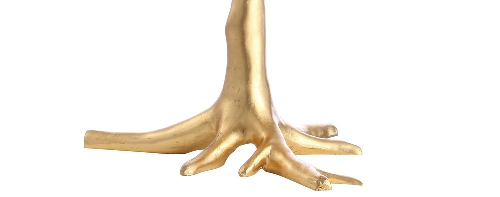 34" Gold Novelty Table Lamp With Empire Shade. Table lamp isolated on a plain white background, showing its gold color.