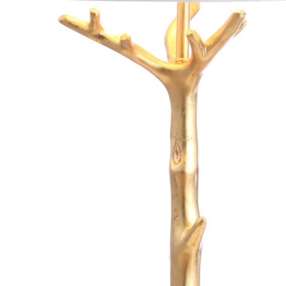 34" Gold Novelty Table Lamp With Empire Shade. Table lamp isolated on a plain white background, showing its gold color.