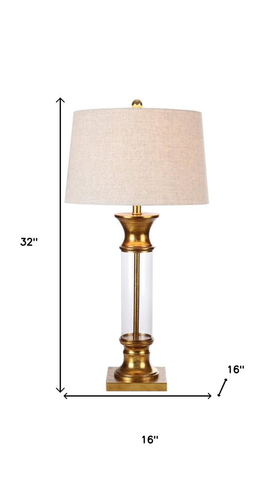 Set of Two 32" Gold Novelty Table Lamps With Drum Shades on a white background