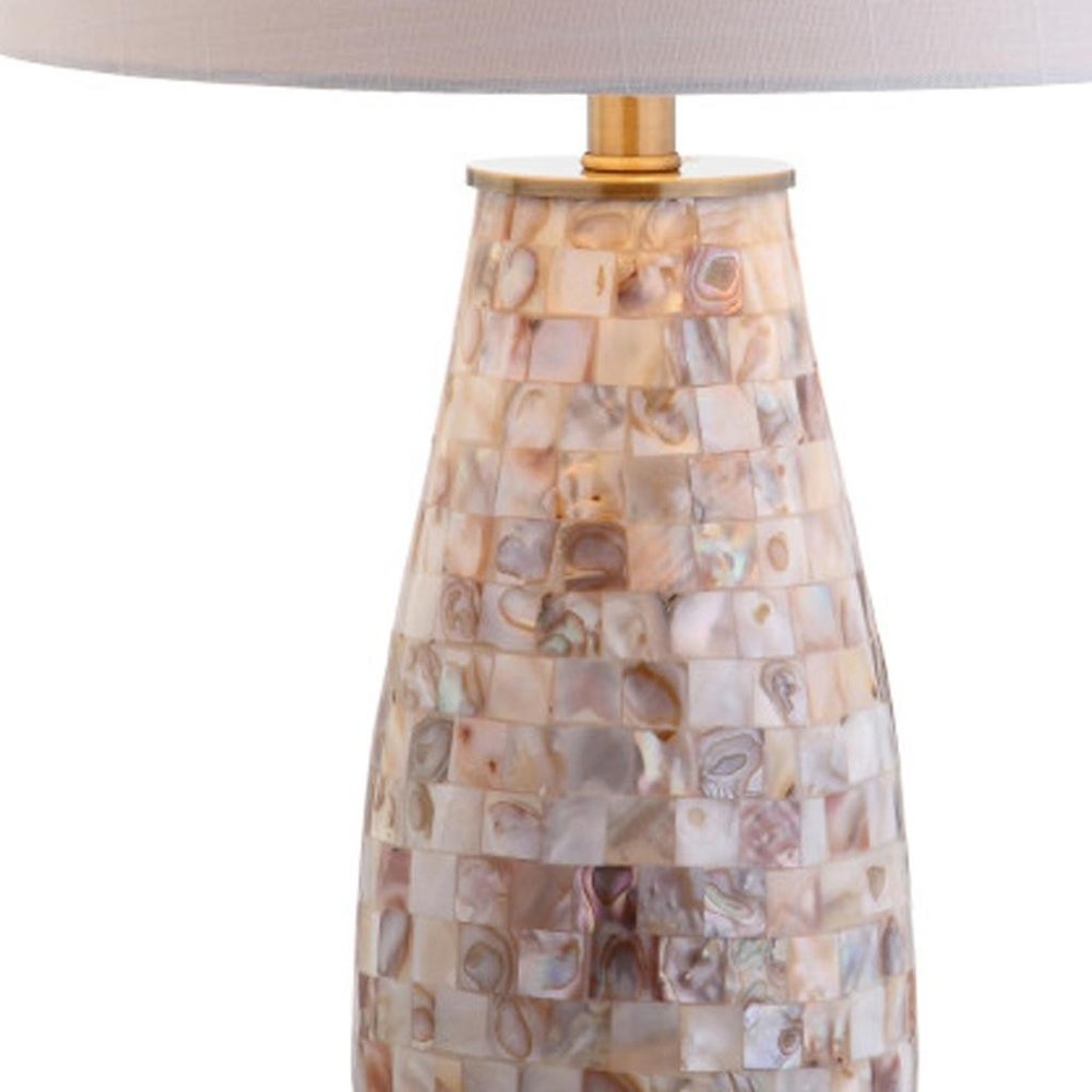 28" Gold Novelty Table Lamp With Drum Shade. Table lamp isolated on a plain white background, in a gold finish.