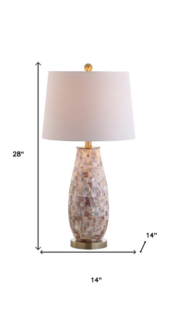 28" Gold Novelty Table Lamp With Drum Shade. Table lamp isolated on a plain white background.
