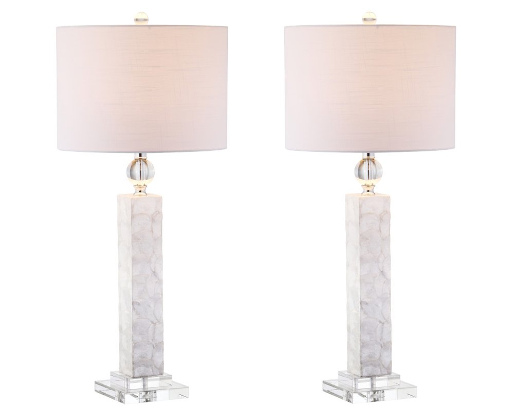 Set of Two 32" Clear Novelty Table Lamps With Drum Shades