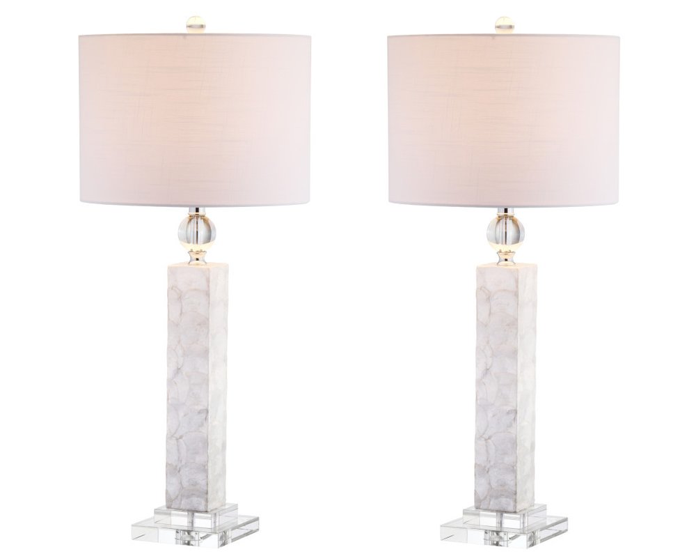 Set of Two 32" Clear Novelty Table Lamps With Drum Shades