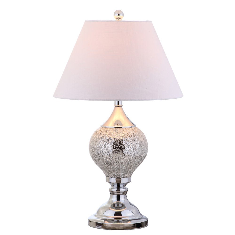 27" Silver Urn Table Lamp With Empire Shade. Table lamp isolated on a plain white background, in a silver finish.