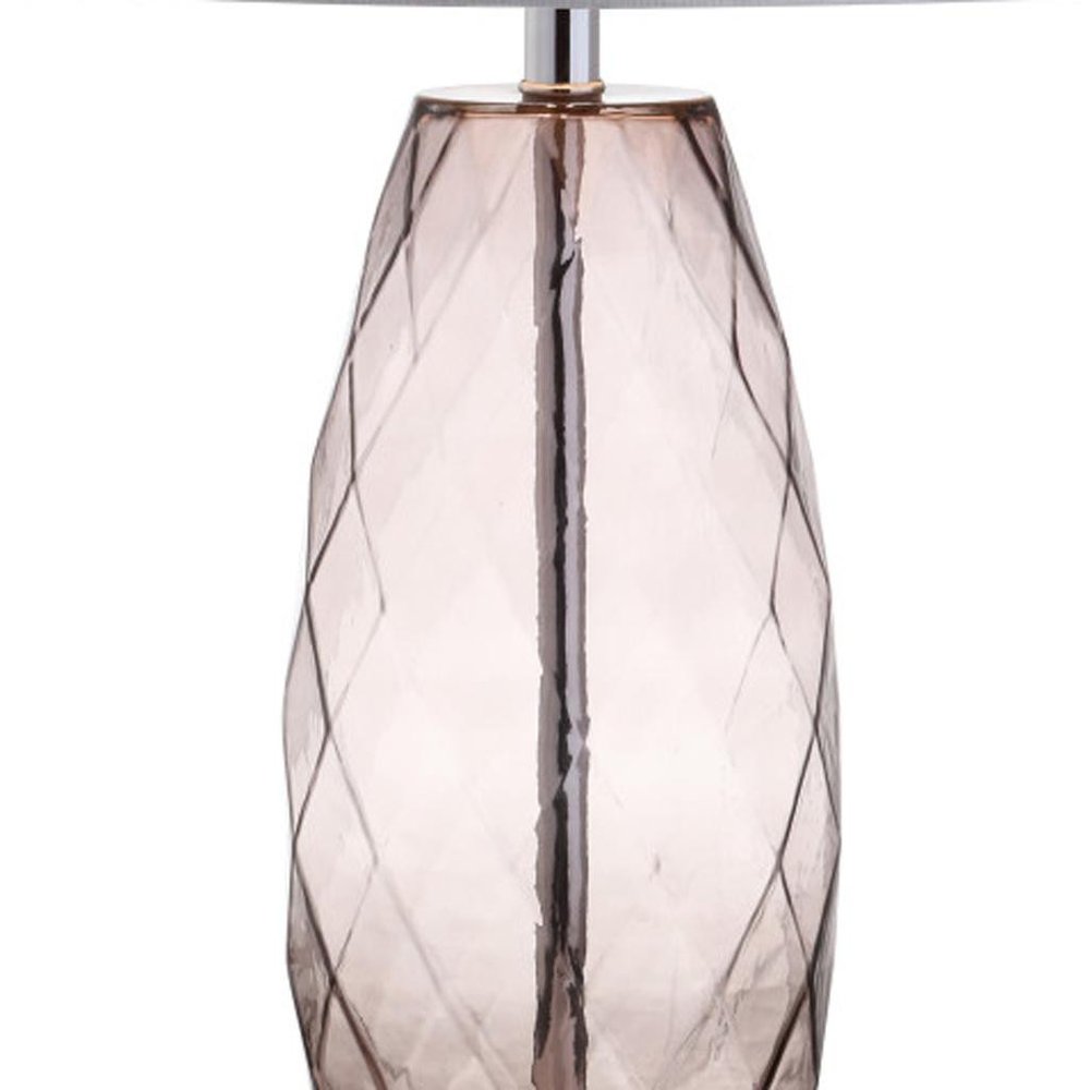 27" Silver Novelty Table Lamp With Drum Shade. Table lamp isolated on a plain white background, showing its silver color.