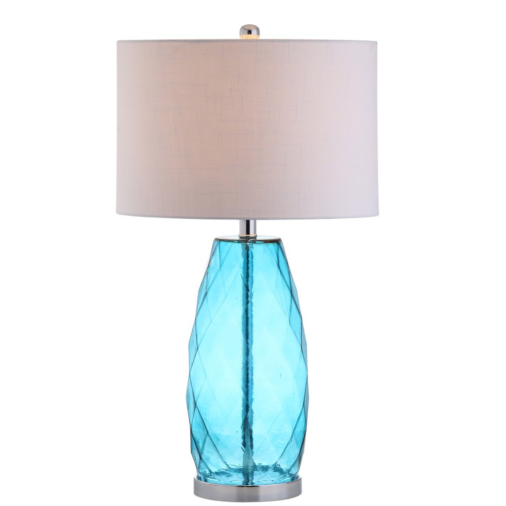 27" Silver Table Lamp With Drum Shade. Table lamp isolated on a plain white background.