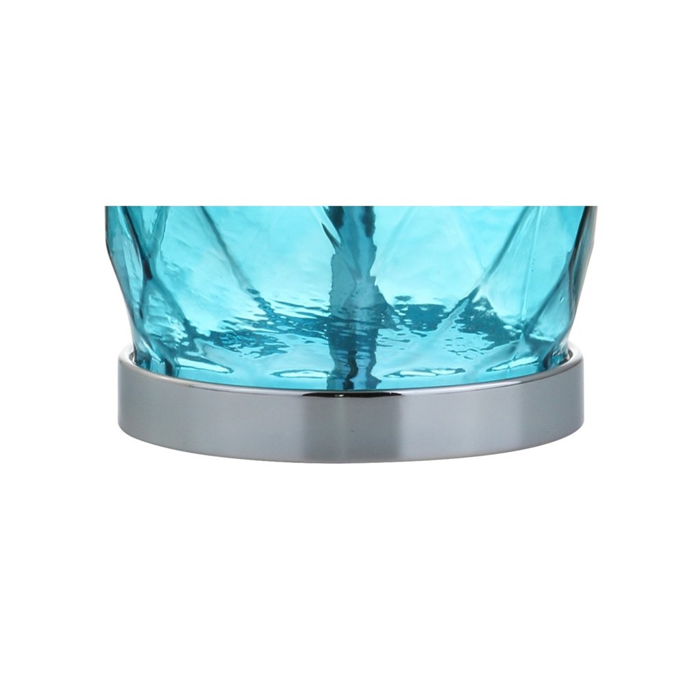 27" Silver Table Lamp With Drum Shade. Table lamp isolated on a plain white background, showing its silver color.