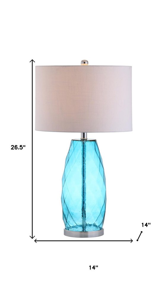 27" Silver Table Lamp With Drum Shade. Table lamp isolated on a plain white background.