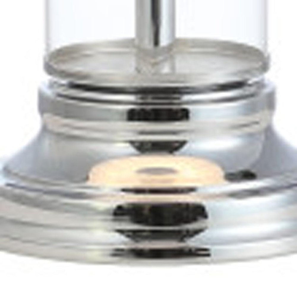 Set of Two 29" Silver Novelty Table Lamps With Empire Shades on a white background