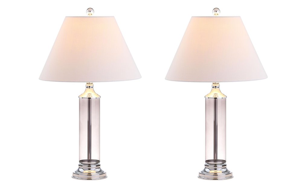 Set of Two 29" Silver Novelty Table Lamps With Empire Shades