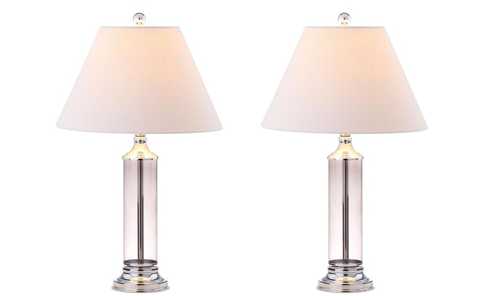 Set of Two 29" Silver Novelty Table Lamps With Empire Shades
