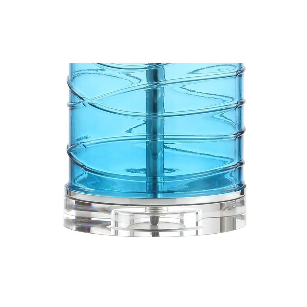 Set of Two 28" Turquoise And Clear Novelty Table Lamps With Drum Shades