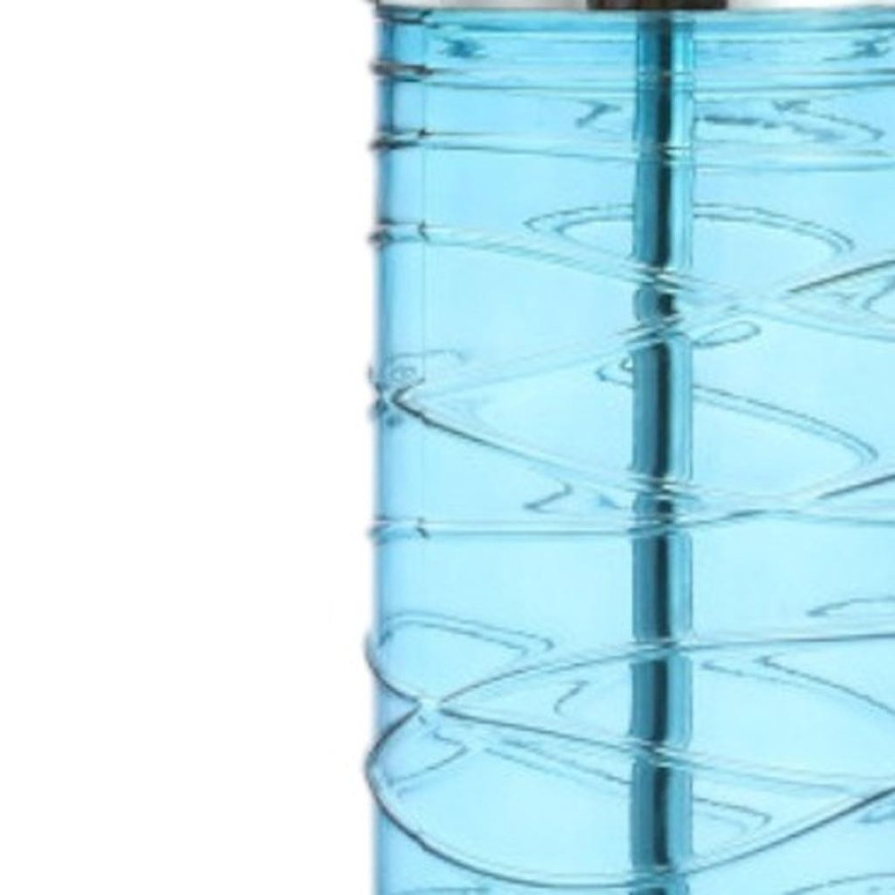 Set of Two 28" Turquoise And Clear Novelty Table Lamps With Drum Shades