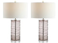 Set of Two 28" Mauve Table Lamps With Drum Shades