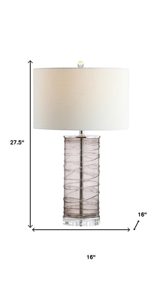 Set of Two 28" Mauve Table Lamps With Drum Shades