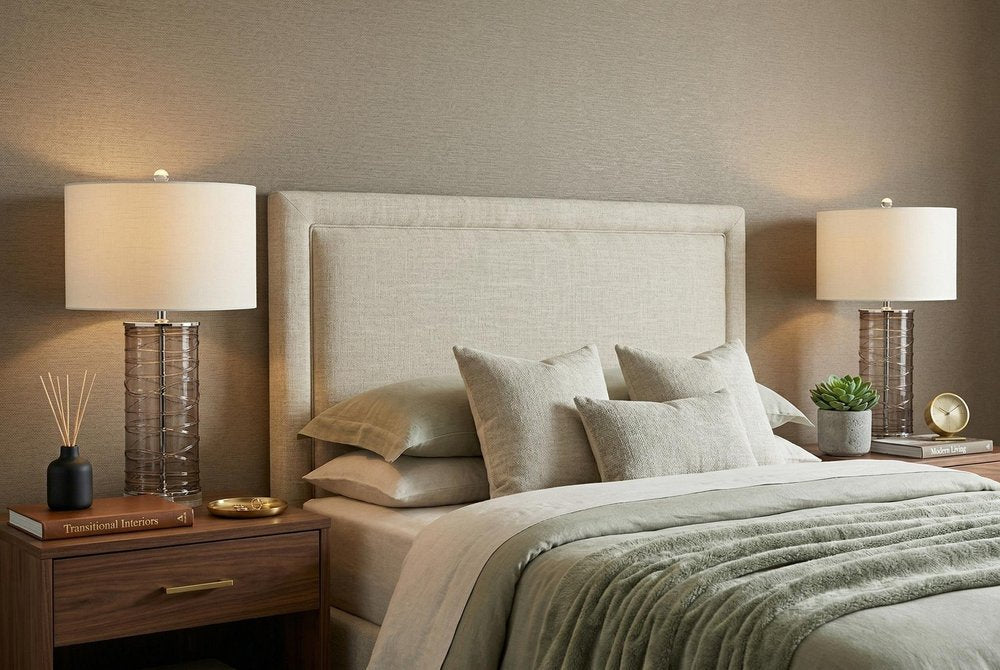 Set of Two 28" Mauve Table Lamps With Drum Shades