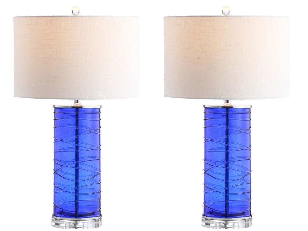 Set of Two 28" Clear Novelty Table Lamps With Globe Shades