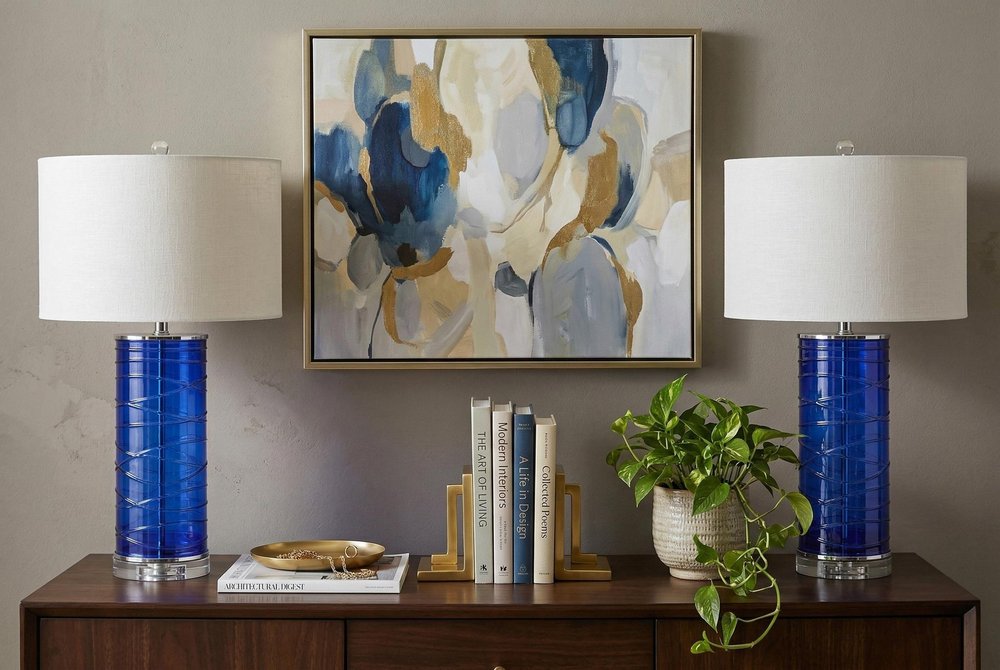 Set of Two 28" Clear Novelty Table Lamps With Globe Shades
