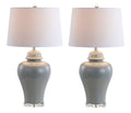 Set of Two 27" Clear Novelty Bedside Lamps With Empire Shades on a white background