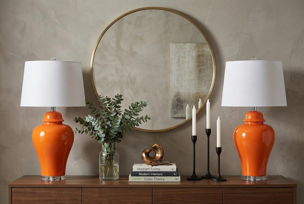 Set of Two 27" Clear Novelty Table Lamps With Globe Shades in a home interior