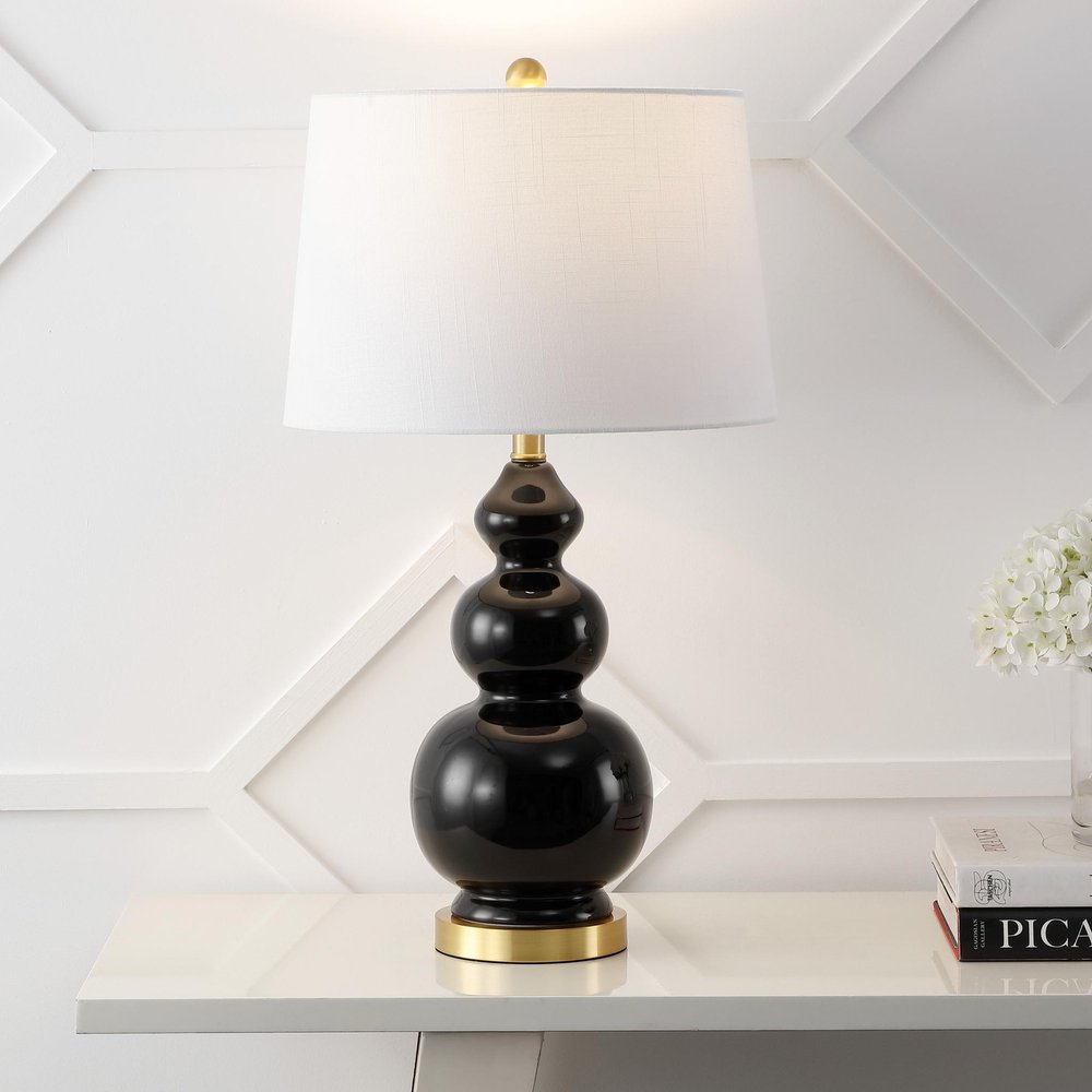28" Gold Novelty Table Lamp With Drum Shade.
