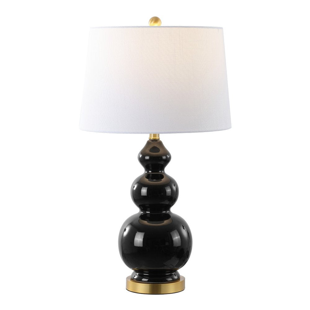 28" Gold Novelty Table Lamp With Drum Shade. Table lamp isolated on a plain white background.