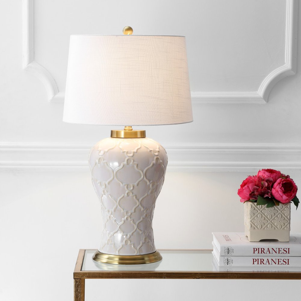 29" Gold Novelty Table Lamp With Drum Shade.