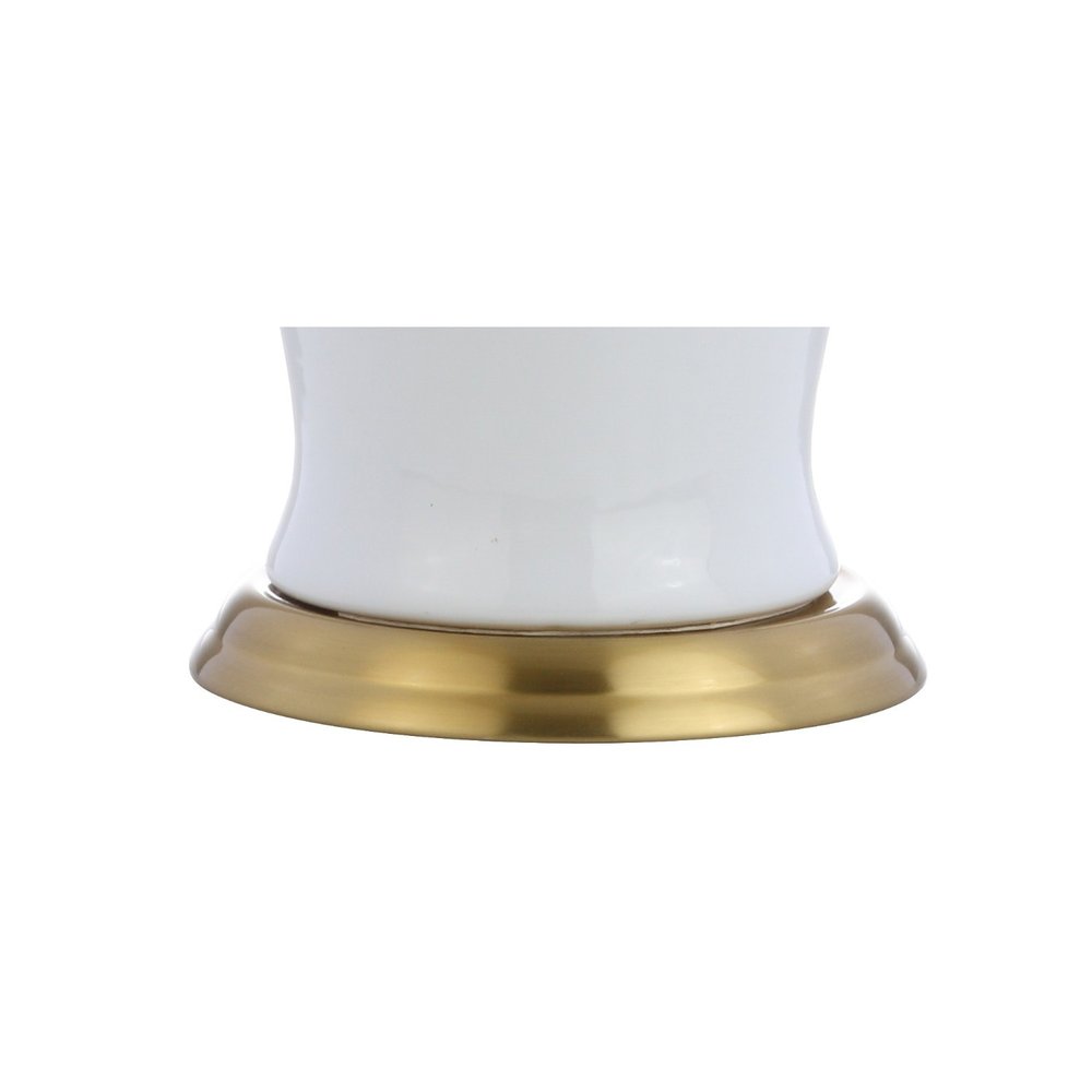 29" Gold Urn Table Lamp With Drum Shade. Table lamp isolated on a plain white background, in a gold finish.