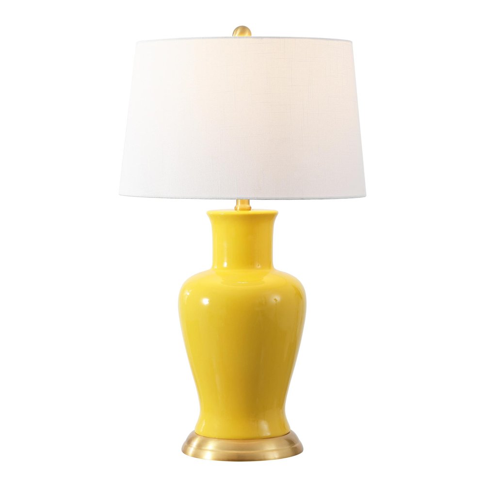 29" Gold Urn Bedside Lamp With Empire Shade. Lamp isolated on a plain white background, showing its gold color.