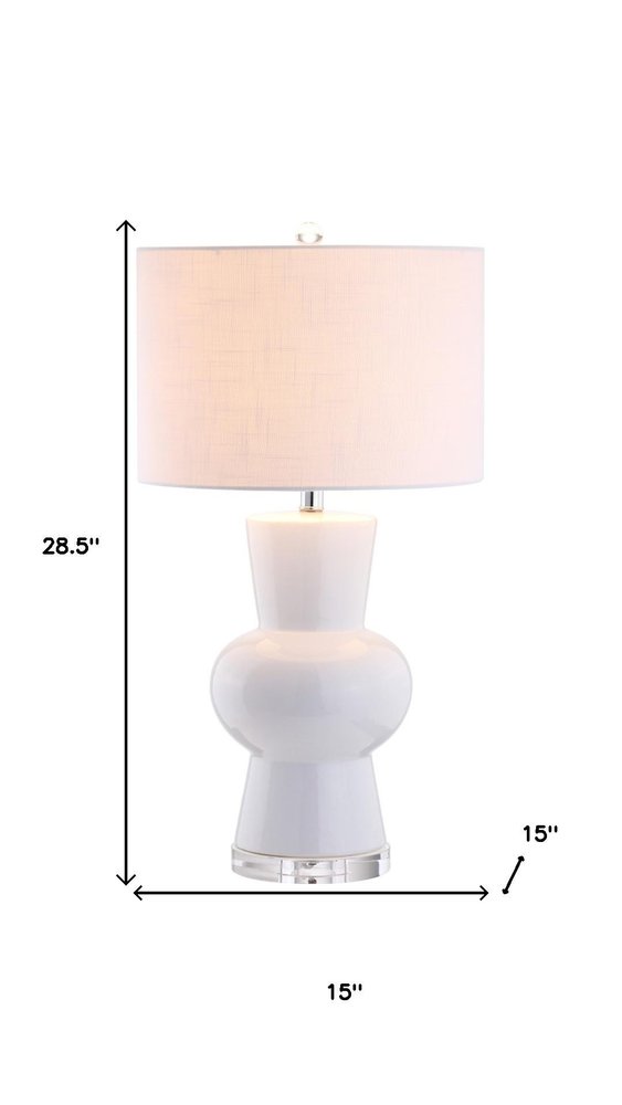 29" Clear Novelty Table Lamp With Drum Shade. Table lamp isolated on a plain white background, in a clear finish.
