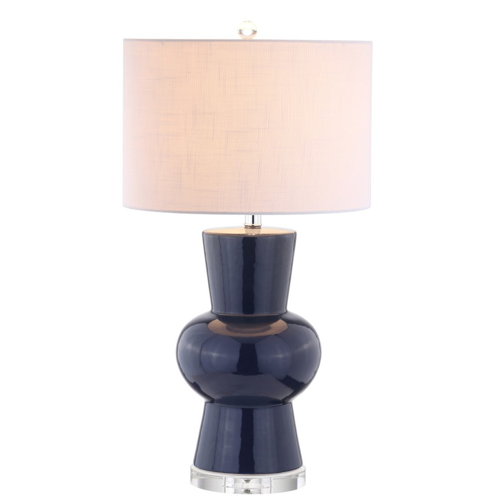 29" Clear Novelty Table Lamp With Drum Shade. Table lamp isolated on a plain white background.