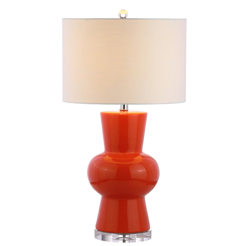 29" Clear Novelty Table Lamp With Drum Shade. Table lamp isolated on a plain white background.