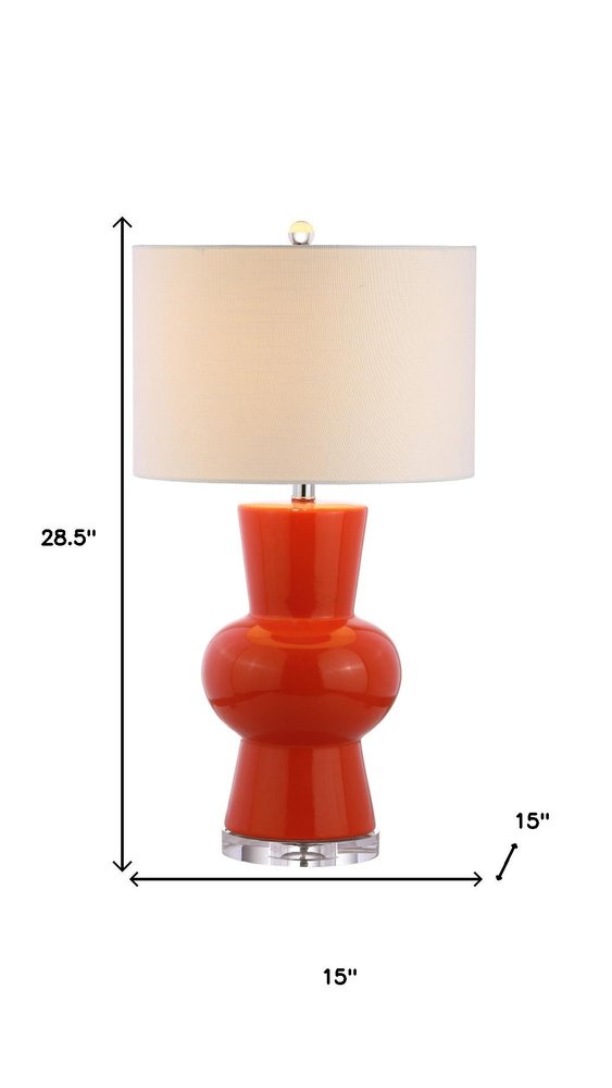 29" Clear Novelty Table Lamp With Drum Shade. Table lamp isolated on a plain white background.