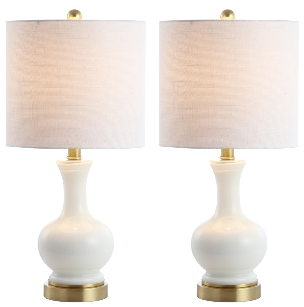 Set of Two 22" Gold Novelty Table Lamps With Globe Shades