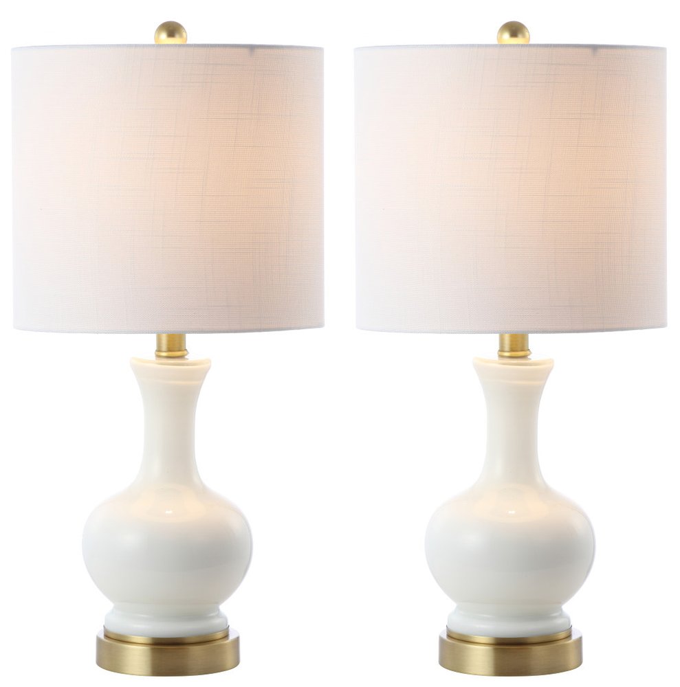 Set of Two 22" Gold Novelty Table Lamps With Globe Shades