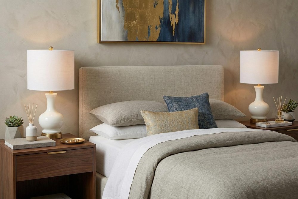 Set of Two 22" Gold Novelty Table Lamps With Globe Shades in a home interior
