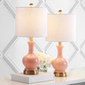 Set of Two 22" Gold Novelty Table Lamps With Drum Shades