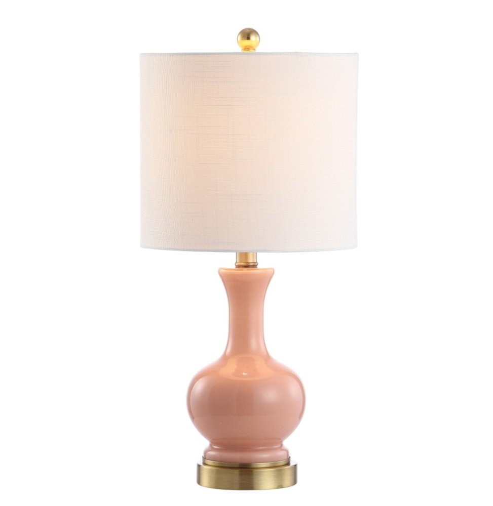 Set of Two 22" Gold Novelty Table Lamps With Drum Shades